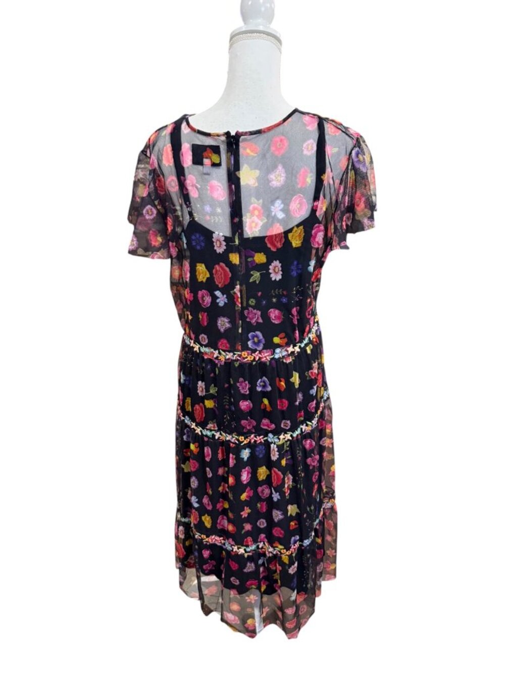 Johnny Was Biya RHEIA TIERED MESH DRESS Large - Picture 2 of 4
